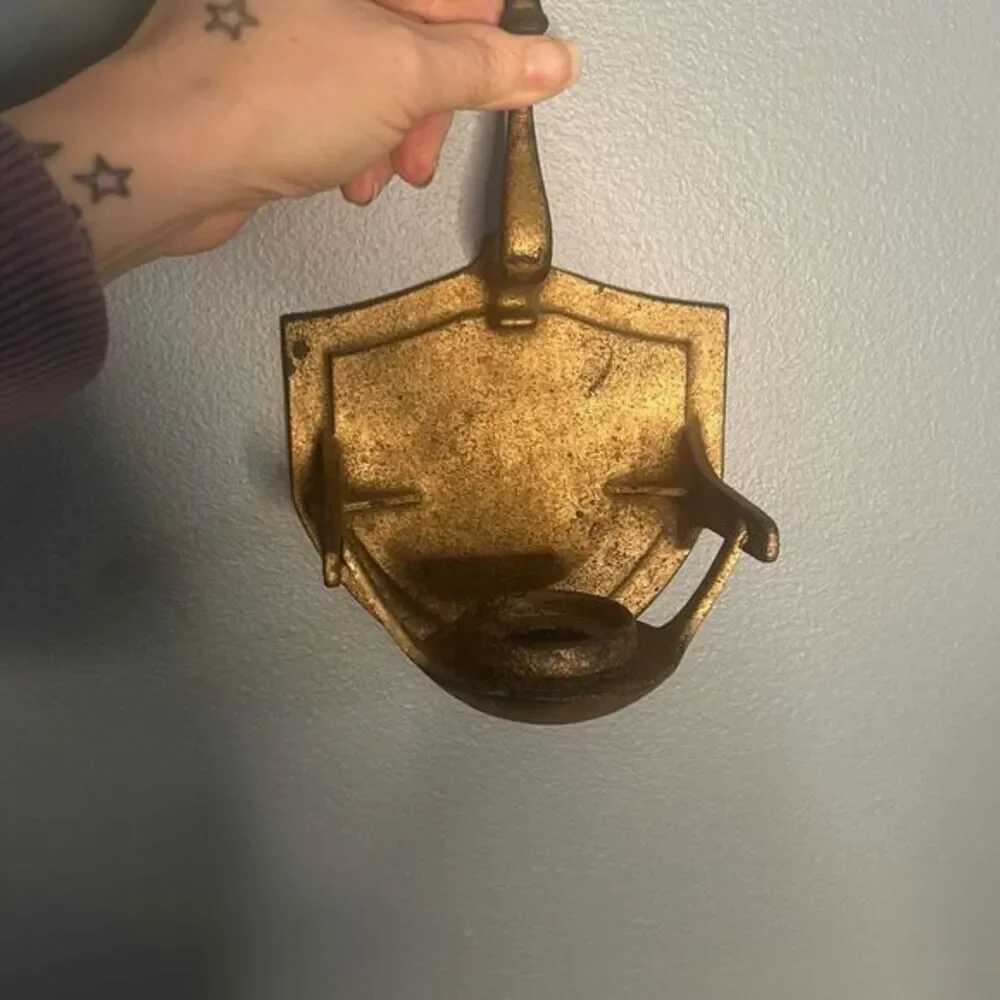 Vintage cast iron candle wall‎ sconce or table candle holder antique Japan